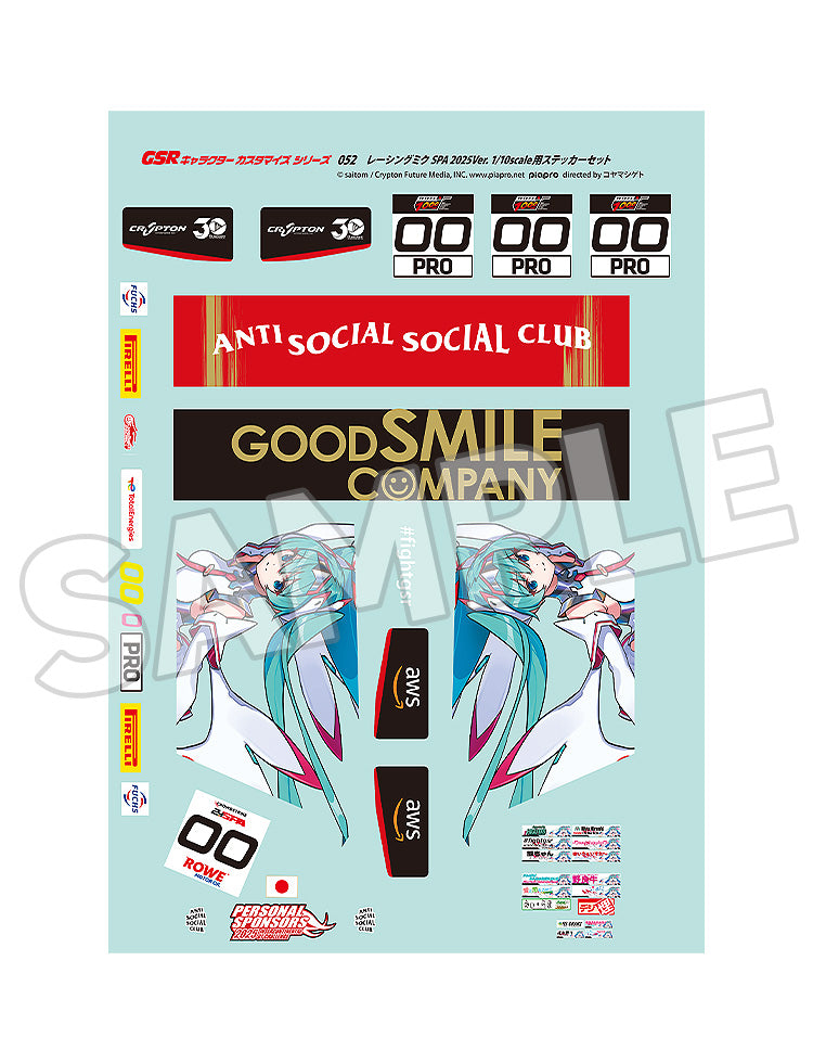 29-04-2026 Good Smile RACING - GSR角色客製化系列052 - 賽車未來 SPA 2025Ver. 1/10比例專用貼紙組 Y2545