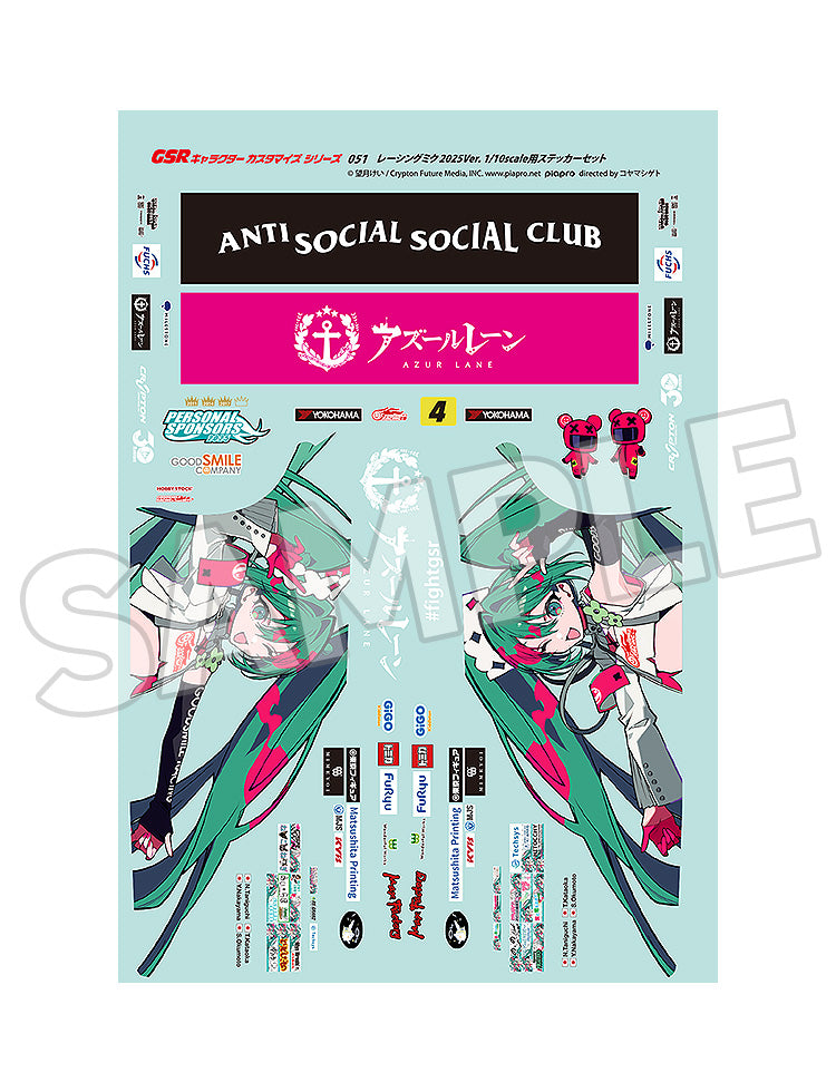 18-02-2026 Good Smile - RACING -《初音未來GT計畫》GSR角色客製化系列 051 : 賽車未來 2025Ver. 1/10比例專用貼紙組 Y2545