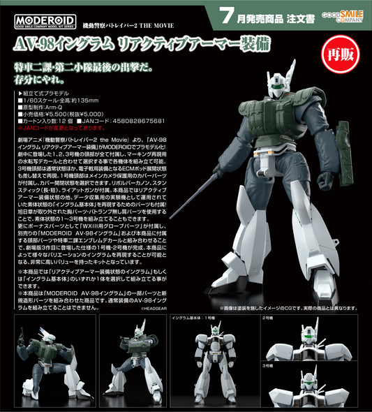 18-03-2026 Good Smile - MODEROID《機動警察劇場版2》AV-98防彈裝英格拉姆 Reactive Armor (再販) 組裝模型